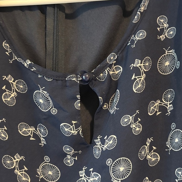 Speechless Navy and White bicycle Patterned sleeveless Dress Medium - Picture 3 of 5